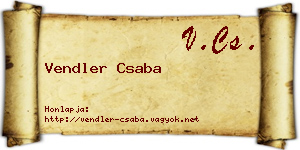 Vendler Csaba névjegykártya